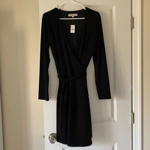 LOFT True Wrap Dress- M, Black NWT